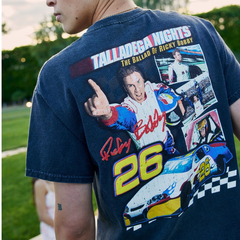 TALLADEGA NIGHTS Ricky Bobby Mens Tee T-shirt Black Sz. L NEW Large Graphic